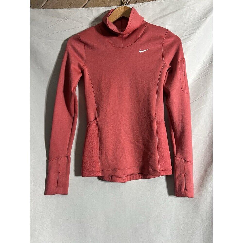 Nike Women XS Brick Red Turtleneck Pro Therma-Fit Long-Sleeve Slim Fit Top